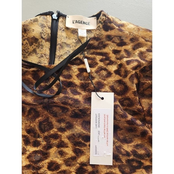 NWOT L’AGENCE Leopard Sheer Long Sleeve Bodysuit SIZE XS - Picture 7 of 10